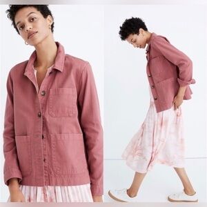 Madewell Jacket Garment-Dyed Ashwood Chore Coat Utility Shacket Pink XS